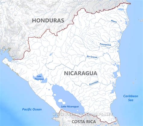 Nicaragua Physical Map