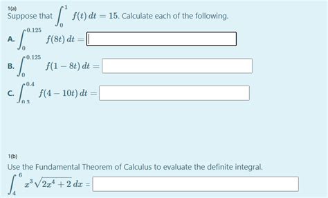 Solved A Suppose That F T Dt Calculate Each Of Chegg