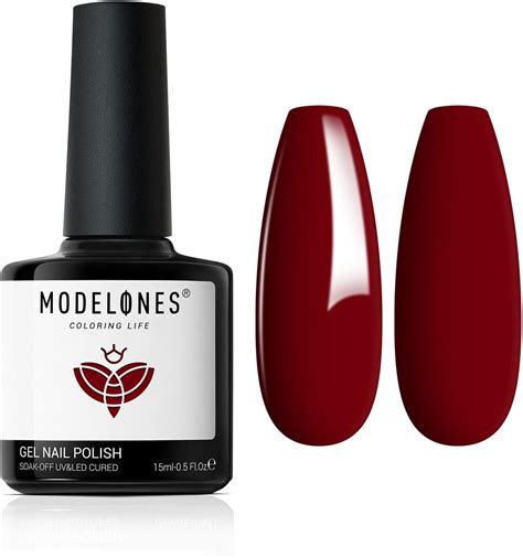 modelones Vernis Semi Permanent 15ml Vernis à Ongles Rouge Foncé Nail