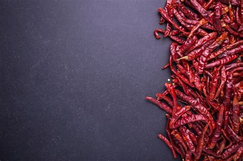 Premium Photo Top View Dry Red Hot Chilli