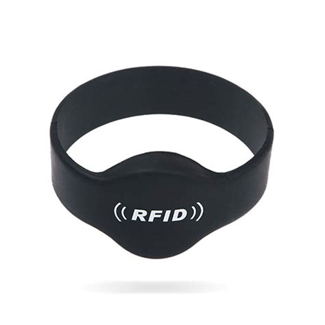 Black RFID Wristbands Waterproof Closed Type Silicone Bracelets