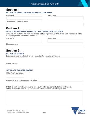 Fillable Online VBA Gas Servicing Record Form Use This Form To Apply