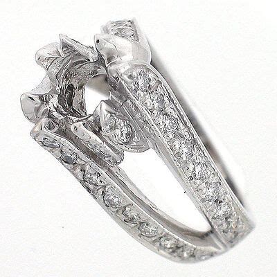 K Split Shank Vintage Diamond Semi Mount Engagement Ring Setting