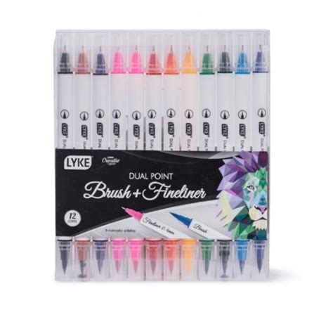 Kit Brush Fineliner 2 Pontas 12 Cores Lyke