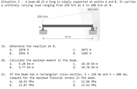 Solved Situation 3 ﻿a Beam Ab 15m ﻿long Is Simply