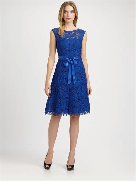 Lyst Teri Jon Lace Dress In Blue