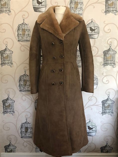 Vintage 70s Sheepskin Coat Retro Suede Leather Brown Real Etsy Coat