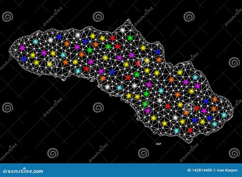 Siatki 2D Mapa Sumba Wyspa Z Jaskrawymi Lekkimi Punktami Ilustracja