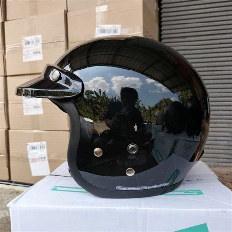 Jual Helm Bogo Dewasa Full Leher Retro Pet Kaca Datar Sni Shopee