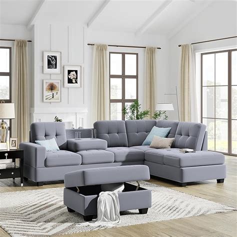 Amazon Fanye L Shaped Corner Reversible Sectional Sofa Couch W