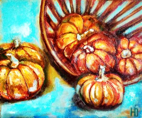 Pumpkin Painting Still Life Original Art Farm Artwork Etsy