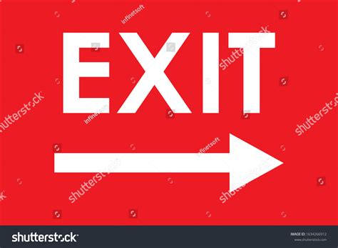 Exit Sign Right Arrow Red Background Stock Vector (Royalty Free ...