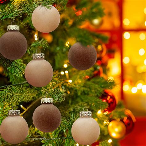 Cvlncycling 12 Pcs Velvet Christmas Balls Flocked Christmas Tree Ball Ornaments Plastic Balls