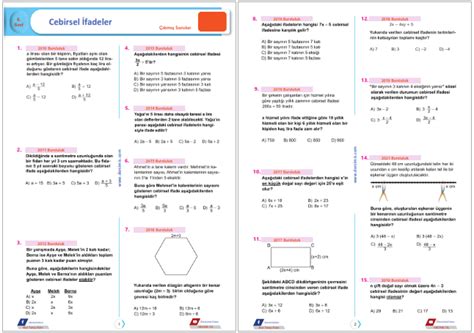 S N F Cebirsel Fadeler Km Sorular Yaprak Test