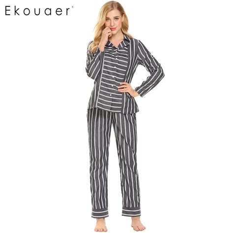 Ekouaer Women Pajamas Set Two Pieces Sleepwear Suit Cotton Polyester