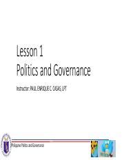 PPG Lesson 01 New Pdf Lesson 1 Politics And Governance Instructor