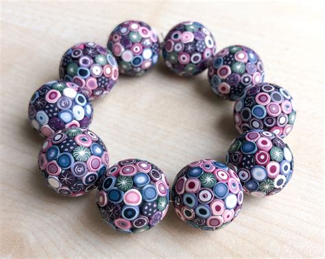 Artisan Beads For A Colorful Necklace Handmade Polymer Clay Etsy