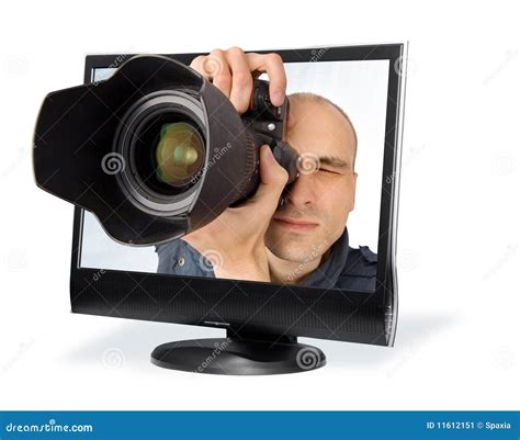 Paparazzi Through A Computer Screen Stock Image Image Of Person