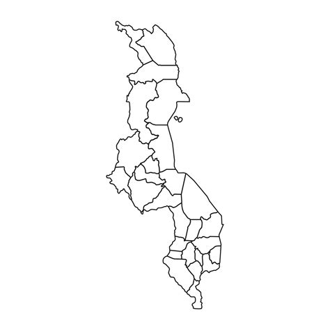 Outline Sketch Map Of Malawi With States And Cities 25843965 Vector Art