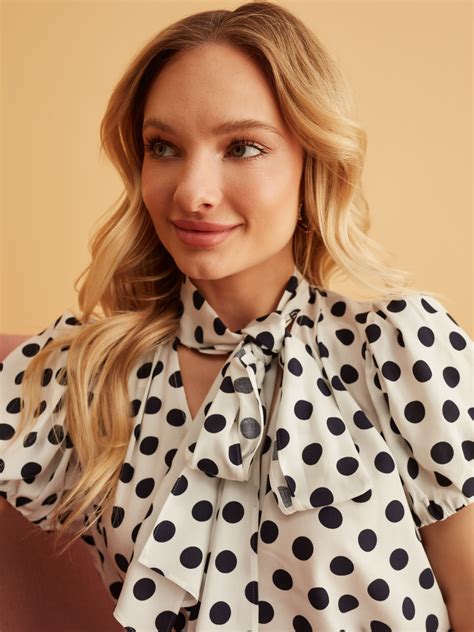 White Polka Dot Blouse Taranko