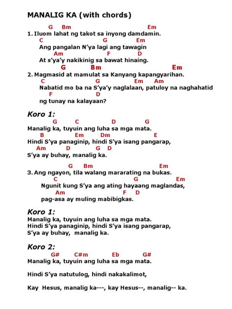 MANALIG KA With Chords | PDF