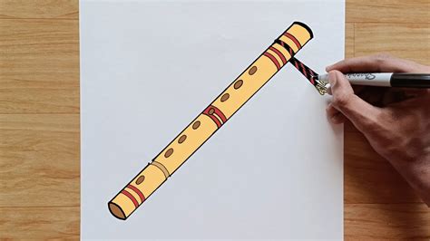 How To Draw Flute Bansuri Drawing Easy Step By Step Sketch Drawing