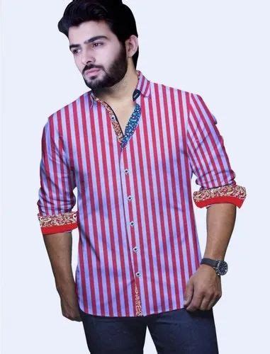 Collar Neck Men Stripe Cotton Shirt Handwash At Rs 450 In Mumbai Id