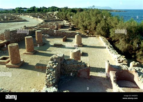 Peristilio Hall Nella Citt Punica Di Kerkouane Nel Nord Est Della