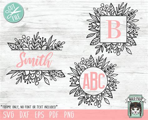 Leaf Split Monogram Frame Svg Cut File So Fontsy