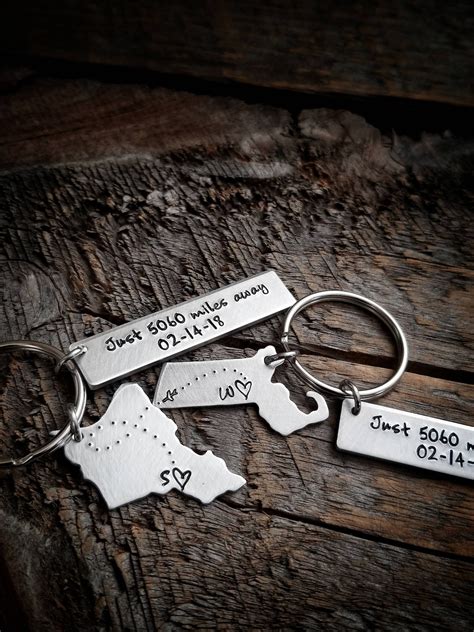 Long Distance Keychain Anniversary T For Boyfriend Coordinate