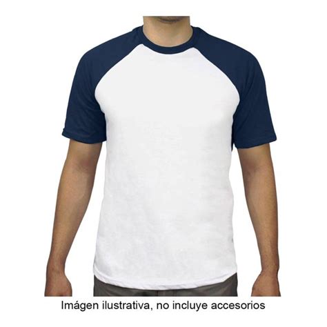 Playera Simply Basic Talla Eg Manga Corta Tipo Ranglan Blanco Con Azul