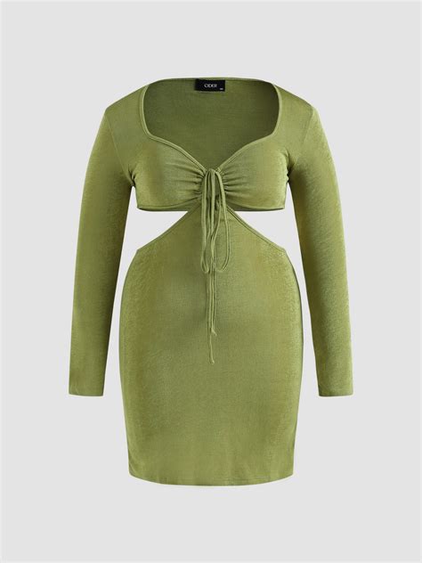 Velvet Cut Out Solid Mini Dress Curve Plus Cider