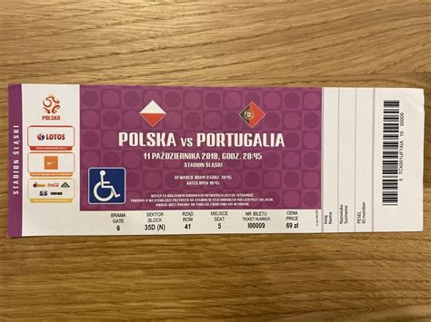 Bilet kolekcjonerski Polska vs Portugalia 2018 Stadion Śląski Łomianki