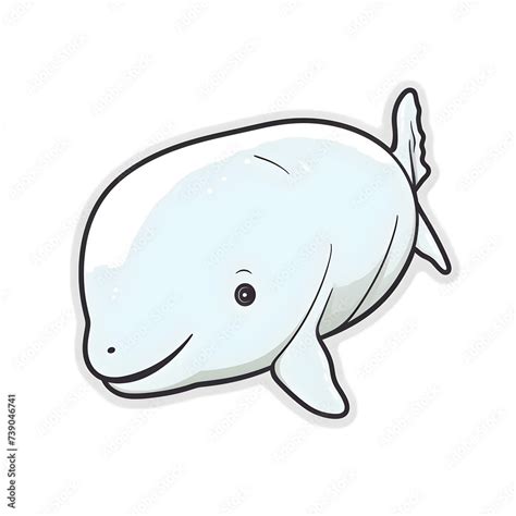 Cute Cartoon Beluga Whale Sticker Illustration Stock Illustration