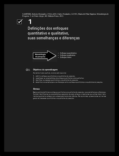 Solution Sampieri Et Al Definicoes Dos Enfoques Qualitativo E