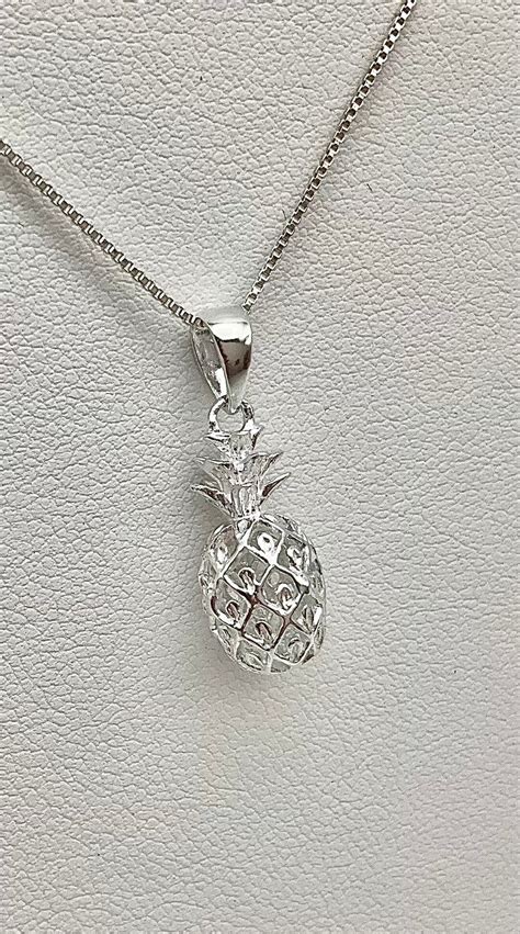 Small Sterling Silver Pineapple Necklace Hawaiian Jewelry Pineapple