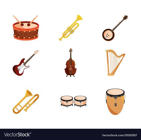 Musical Instruments String Wind Percussion Icon Vector Image