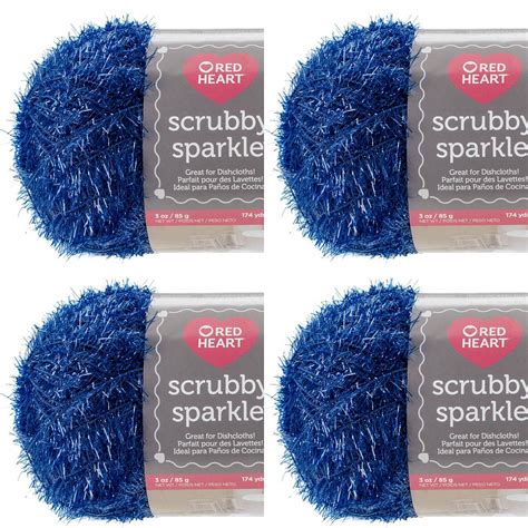 Spinrite Red Heart Scrubby Sparkle Yarn Blueberry Pack Of Piece