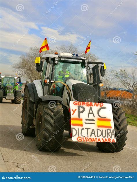 Tractors in the Streets of Madrid, Spain for the Farmers Strike. Editorial Stock Image - Image