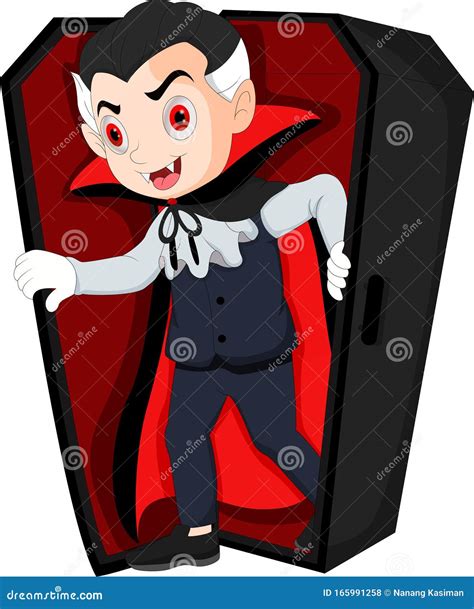 Cartoon Dracula Waking Up In Coffin Stock Vector Illustration Of