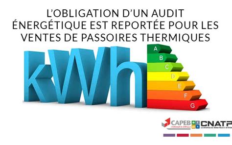 Lobligation dun audit énergétique est reportée pour les ventes de