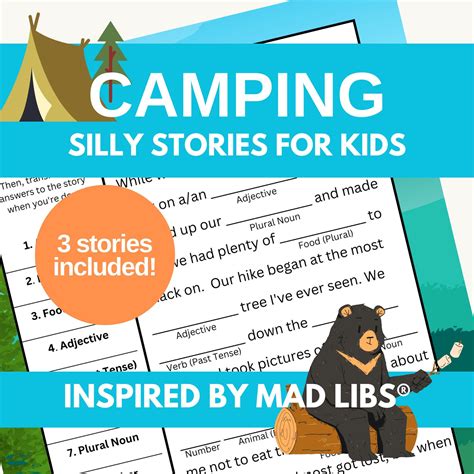 Camping Game For Kids Fill In The Blank Grammar Ad Libs Funny Party