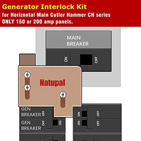 Natupal Generator Interlock Kit Compatible With Horizontal Main Cutler Hammer Ch Series Only 150