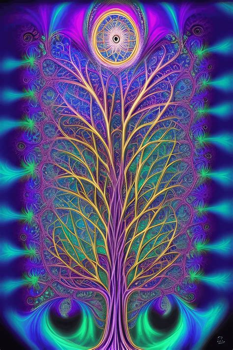Phantasmal Cosmic Beautiful Tree Of Life 3rd Eye Fractal Floral