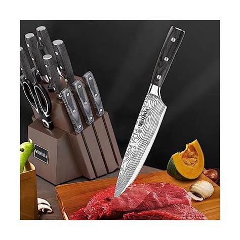 MOSFIATA Kitchen Knife Set, 15-Piece Kitchen Knife Set with Block ...