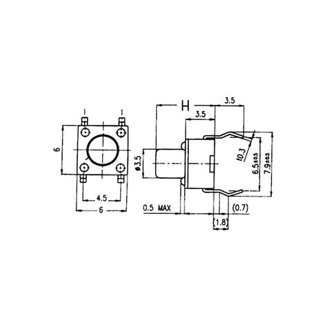 PULSANTE MICRO Da Circuito Stampato NA 4 PIN 6X6mm Altezza 5mm Conf