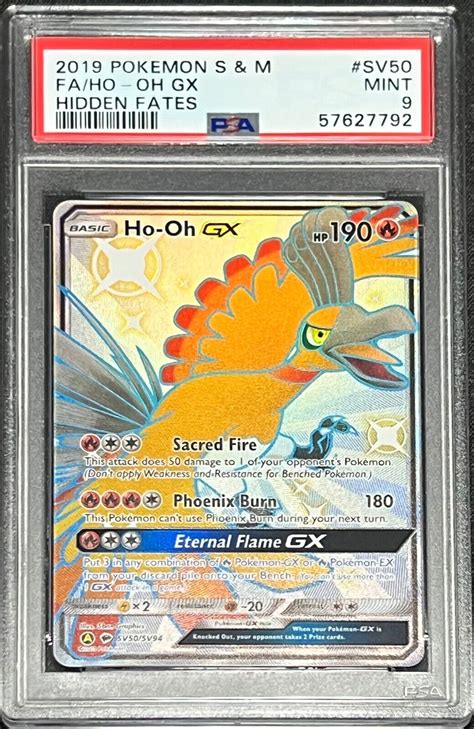 2019 Pokemon Sun Moon Hidden Fates Full Art SV50 Ho Oh GX MINT