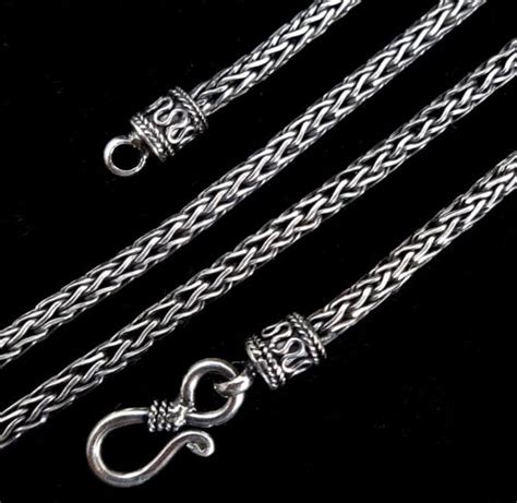 Mm Handmade Solid Sterling Silver Balinese Foxtail Chain