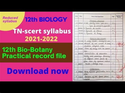 Th Bio Botany Practical Record File Practical Notes Class Tnscert