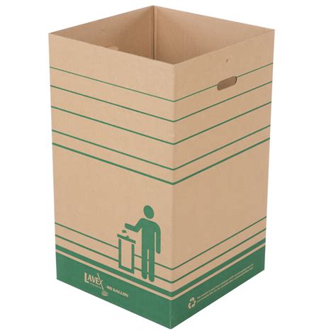 Lavex 40 Gallon Kraft Square Corrugated Cardboard Trash And Recycling